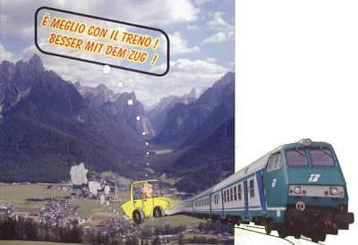 e`meglio con il treno - besser mit dem Zug